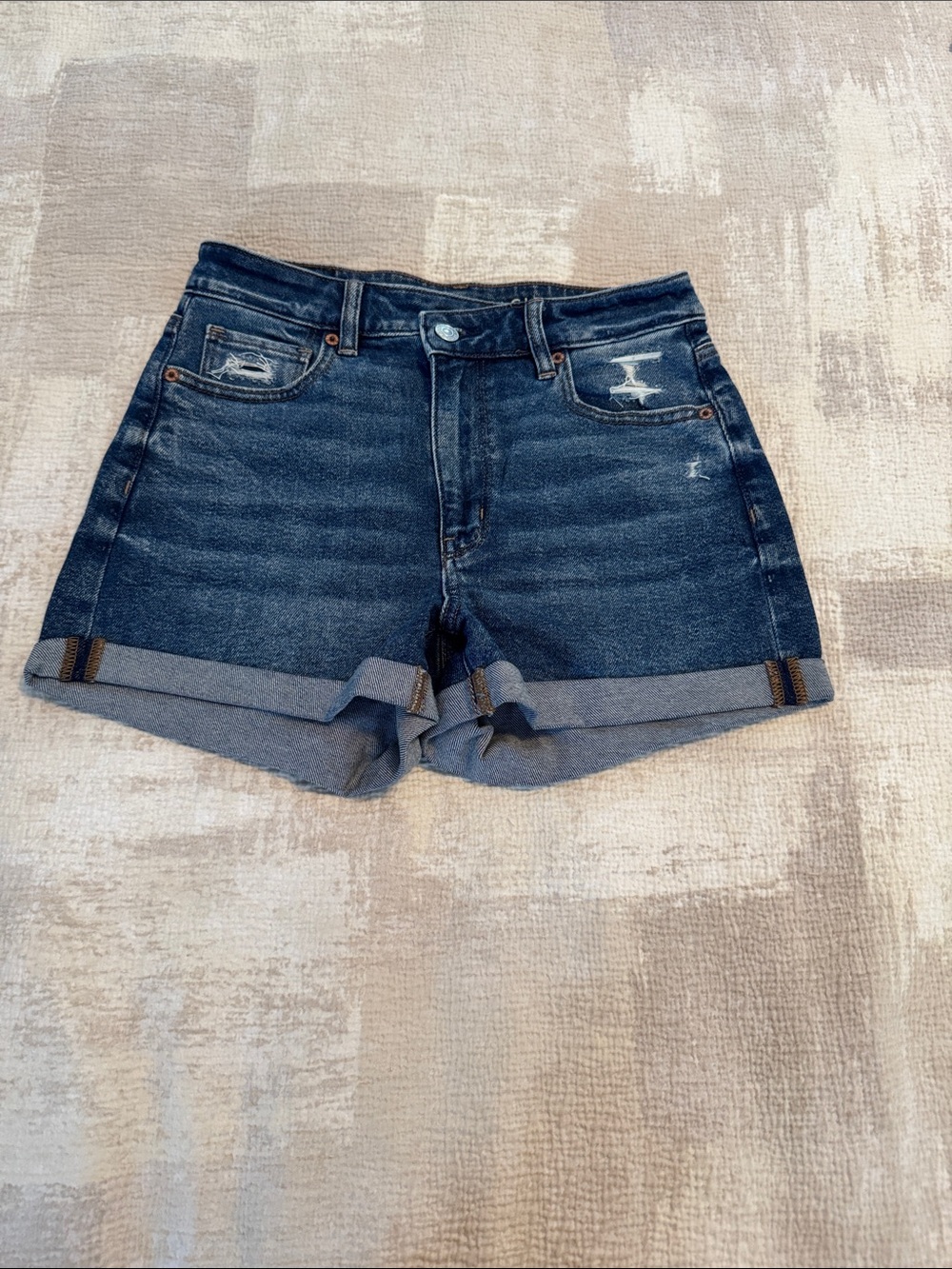 American Eagle Outfitters Dark Indigo Rolled Cuff Denim Shorts